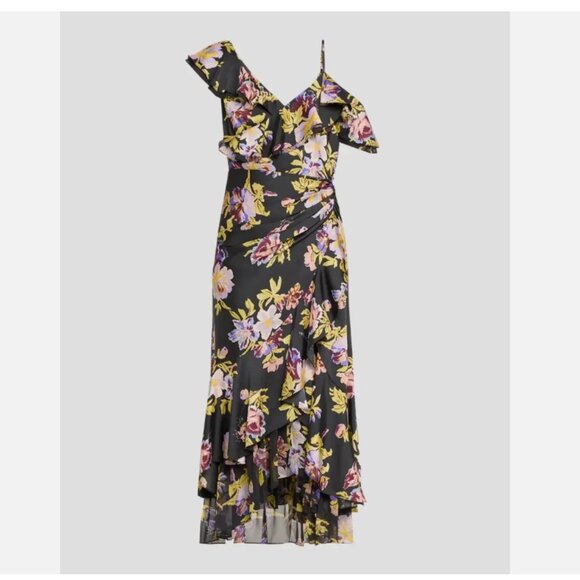 Cinq à Sept Nara One-Shoulder Ruffled Floral Midi-Dress - Picture 3 of 5